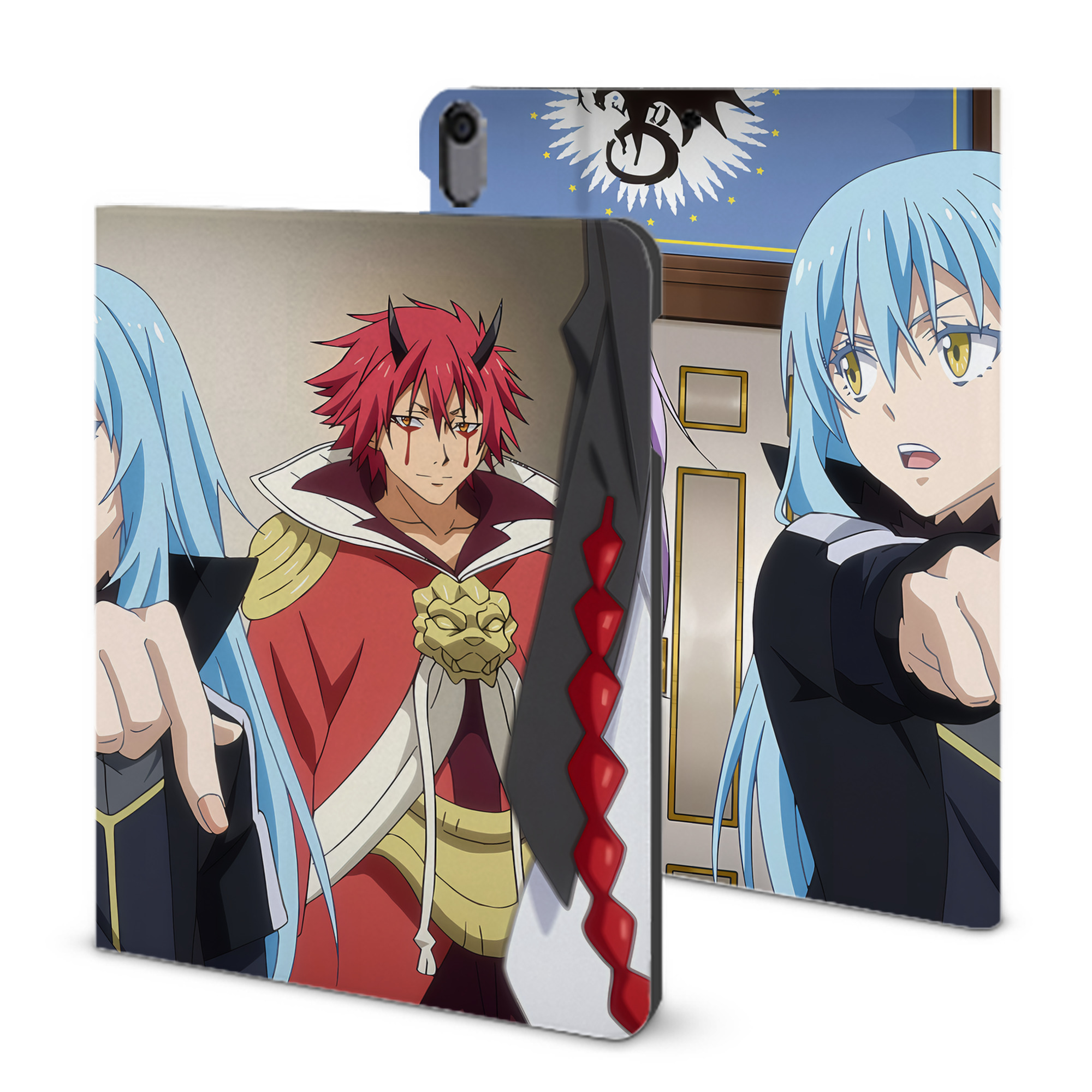 （画像用） 転スラ Regarding Reincarnated to Slime IPad ケース ブック型 PUレザー TPU 耐衝撃 軽量 薄型 ペン収納なし 全面保護 IPad 各モデル対応